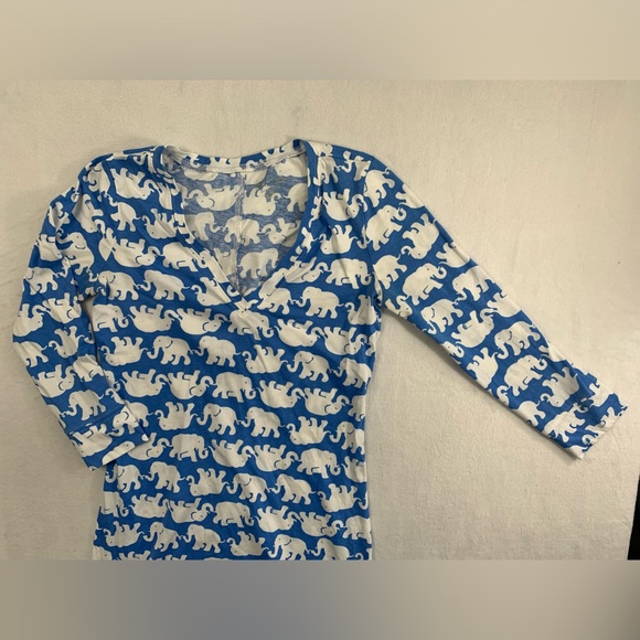 Lilly Pulitzer S Elephant Blue White 3/4‎ Sleeve Neck 100% Pima Cotton Dress - Picture 2 of 14